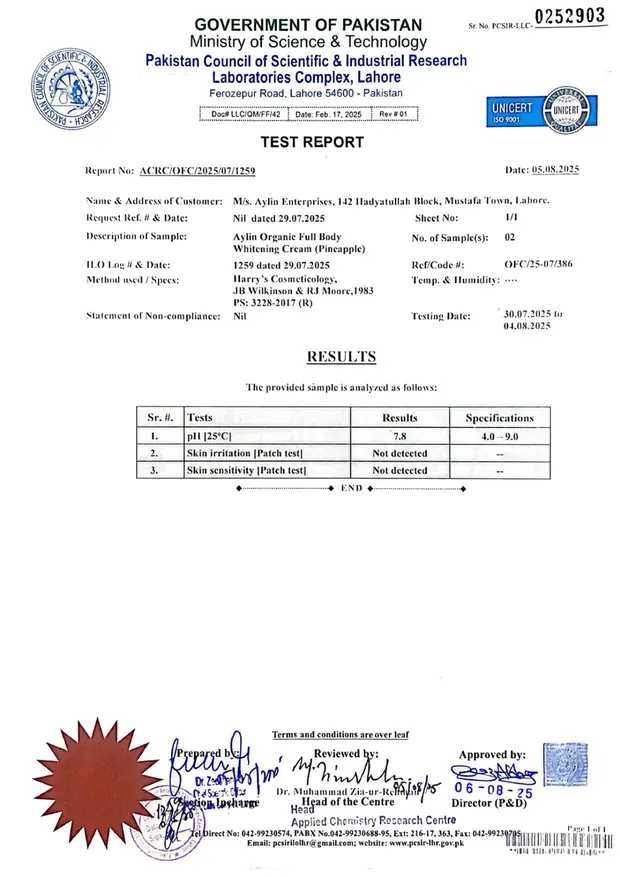PCSIR Laboratory Test Report